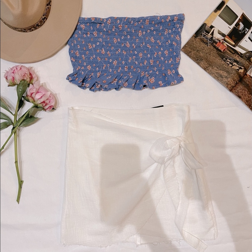 Wrap Mini Skirt White
